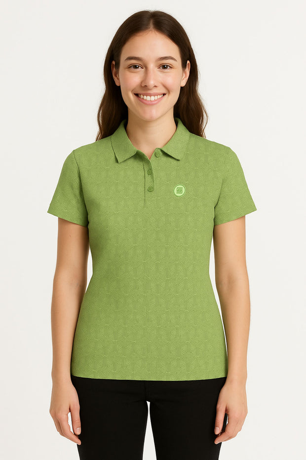 Half Sleeve Polo Neck Button T-shirt - Female