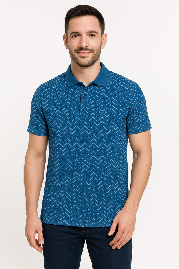 Regular Half Sleeve Polo Neck Button T-shirt - Male