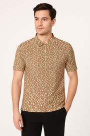 Regular Half Sleeve Polo Neck Button T-shirt - Male