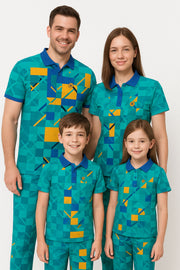 Half Sleeve Polo Neck Button T-shirt - Family